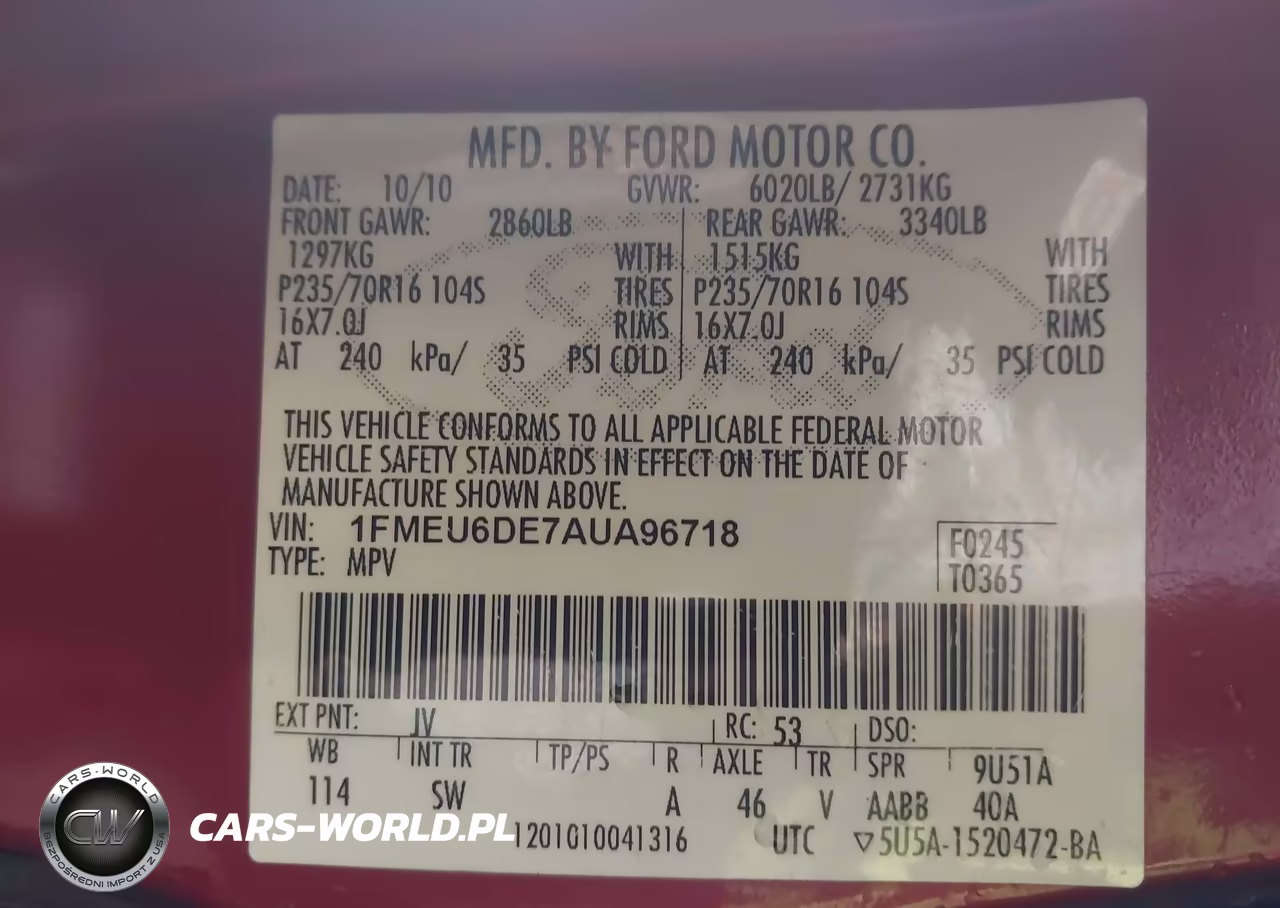 2010 Ford Explorer Xlt VIN:1FMEU6DE7AUA96718 - 9