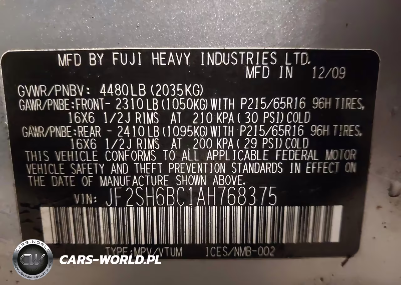 2010 Subaru Forester 2.5X VIN:JF2SH6BC1AH768375 - 9