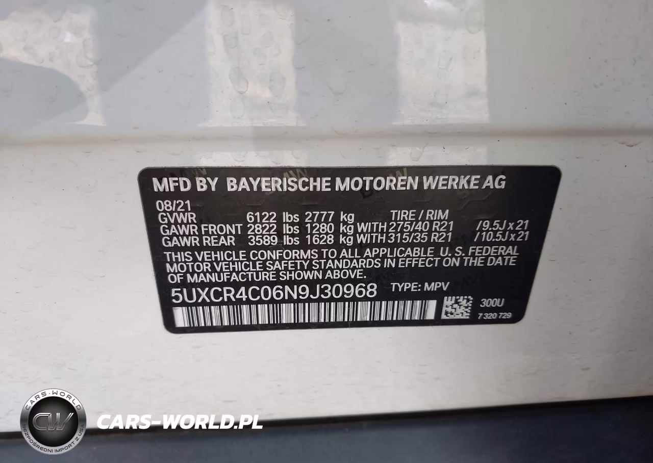 2022 BMW X5 Sdrive40I VIN:5UXCR4C06N9J30968 - 9