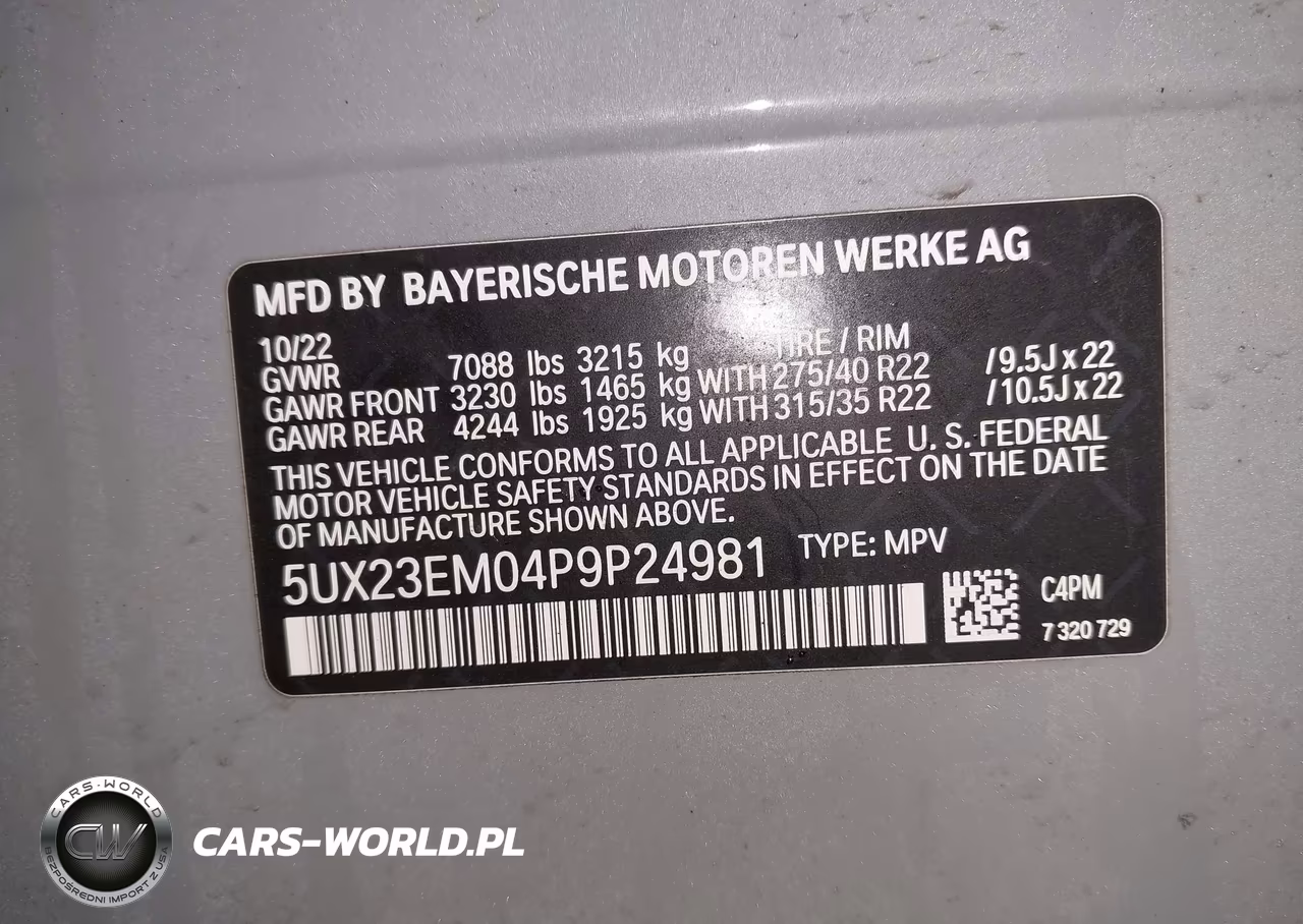 2023 BMW X7 xDrive40I VIN:5UX23EM04P9P24981 - 9