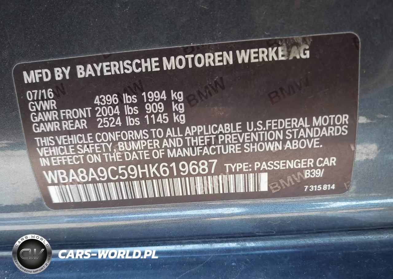 2017 BMW 320I VIN:WBA8A9C59HK619687 - 9