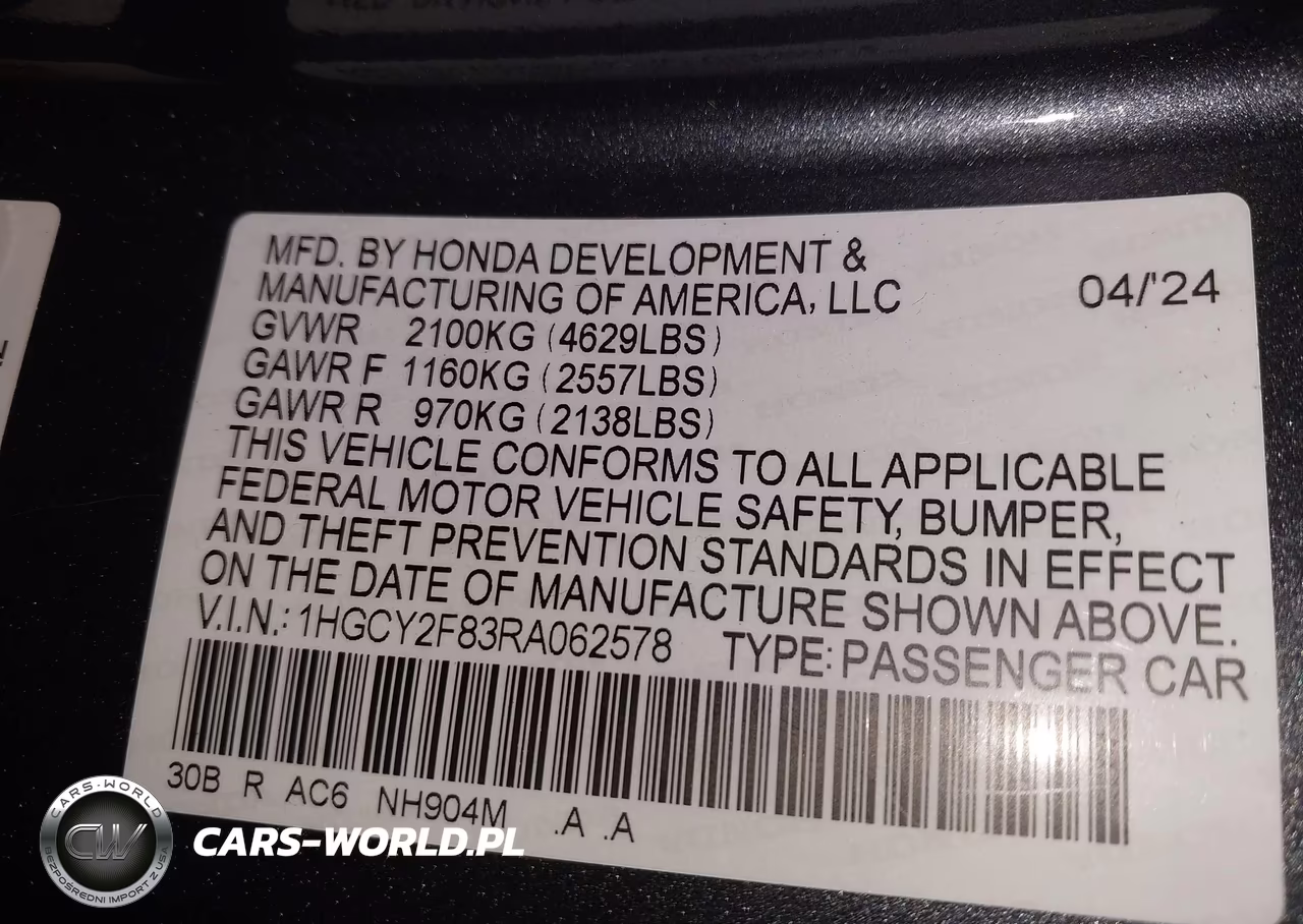 2024 Honda Accord Hybrid Touring VIN:1HGCY2F83RA062578 - 9