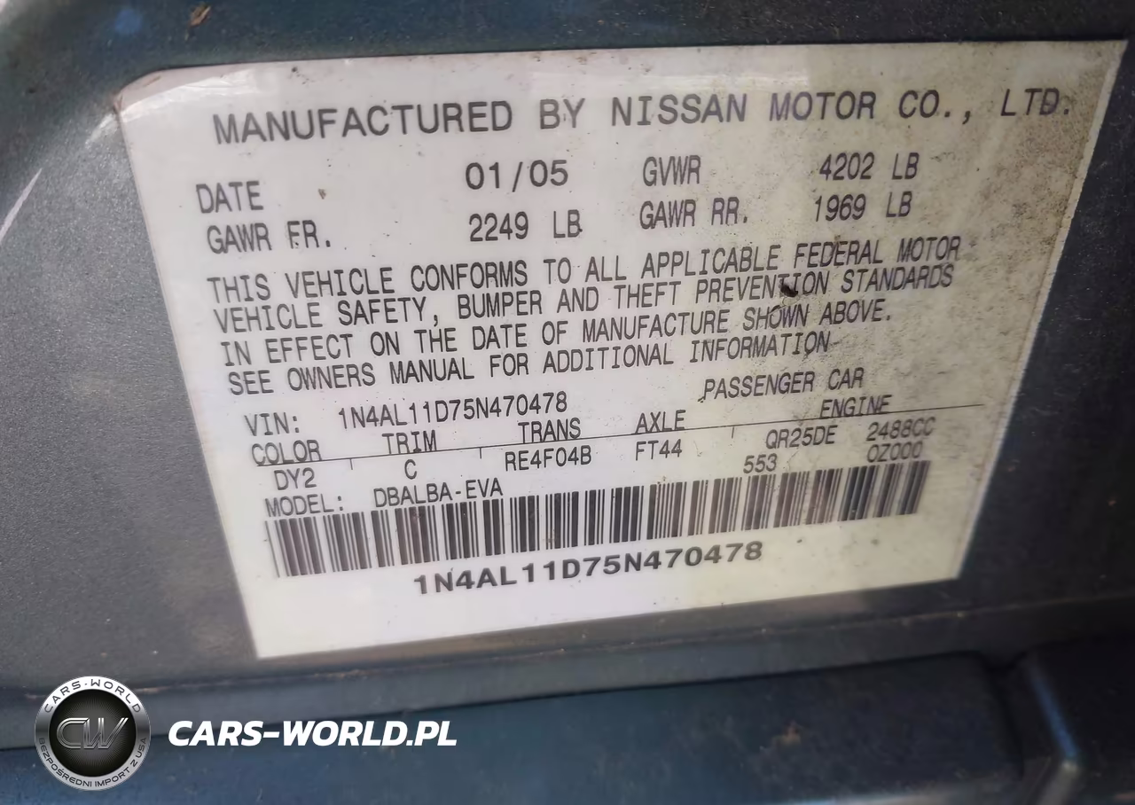 2005 Nissan Altima 2.5 S VIN:1N4AL11D75N470478 - 9