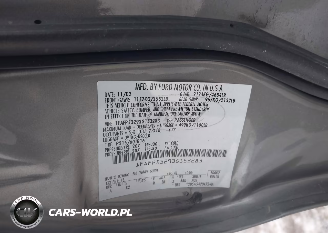 2003 Ford Taurus Se VIN:1FAFP53293G153283 - 9