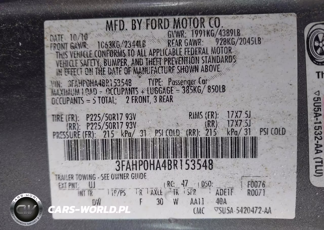 2011 Ford Fusion Se VIN:3FAHP0HA4BR153548 - 9