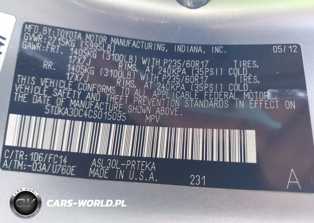 2012 Toyota Sienna Le 8 Passenger VIN:5TDKA3DC4CS015095 - 9