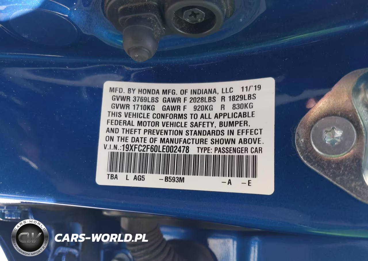 2020 Honda Civic Lx VIN:19XFC2F60LE002478 - 9
