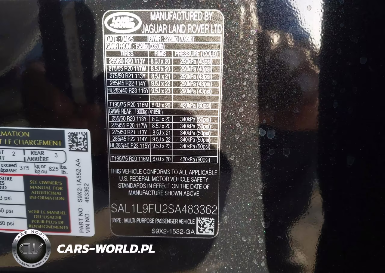 2025 Land Rover Range Rover Sport P400 Dynamic Se VIN:SAL1L9FU2SA483362 - 9