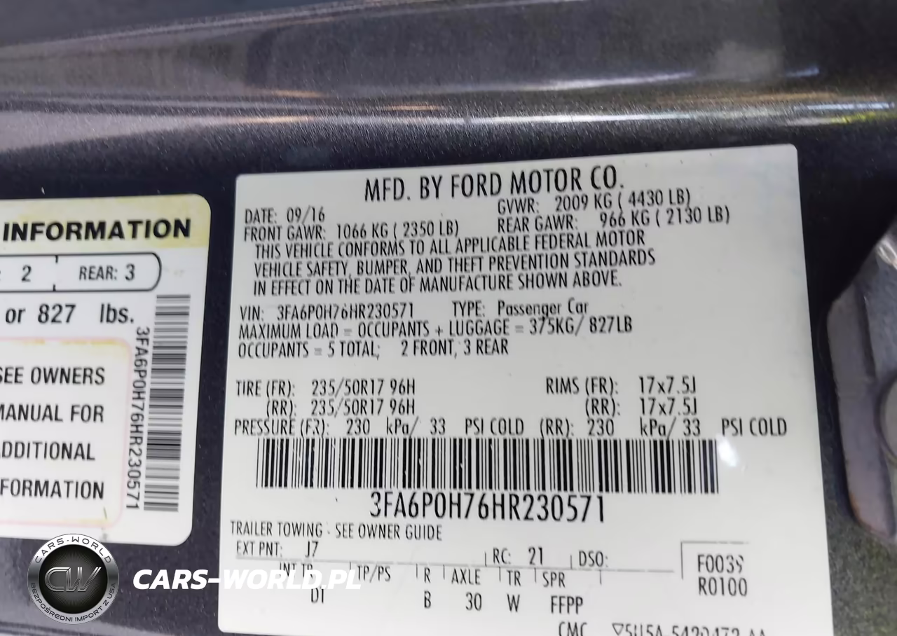 2017 Ford Fusion Se VIN:3FA6P0H76HR230571 - 9