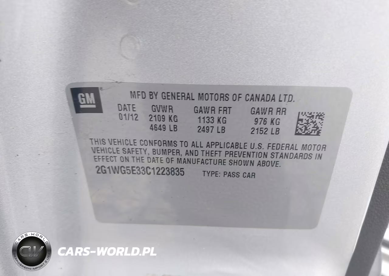 2012 Chevrolet Impala Lt VIN:2G1WG5E33C1223835 - 9