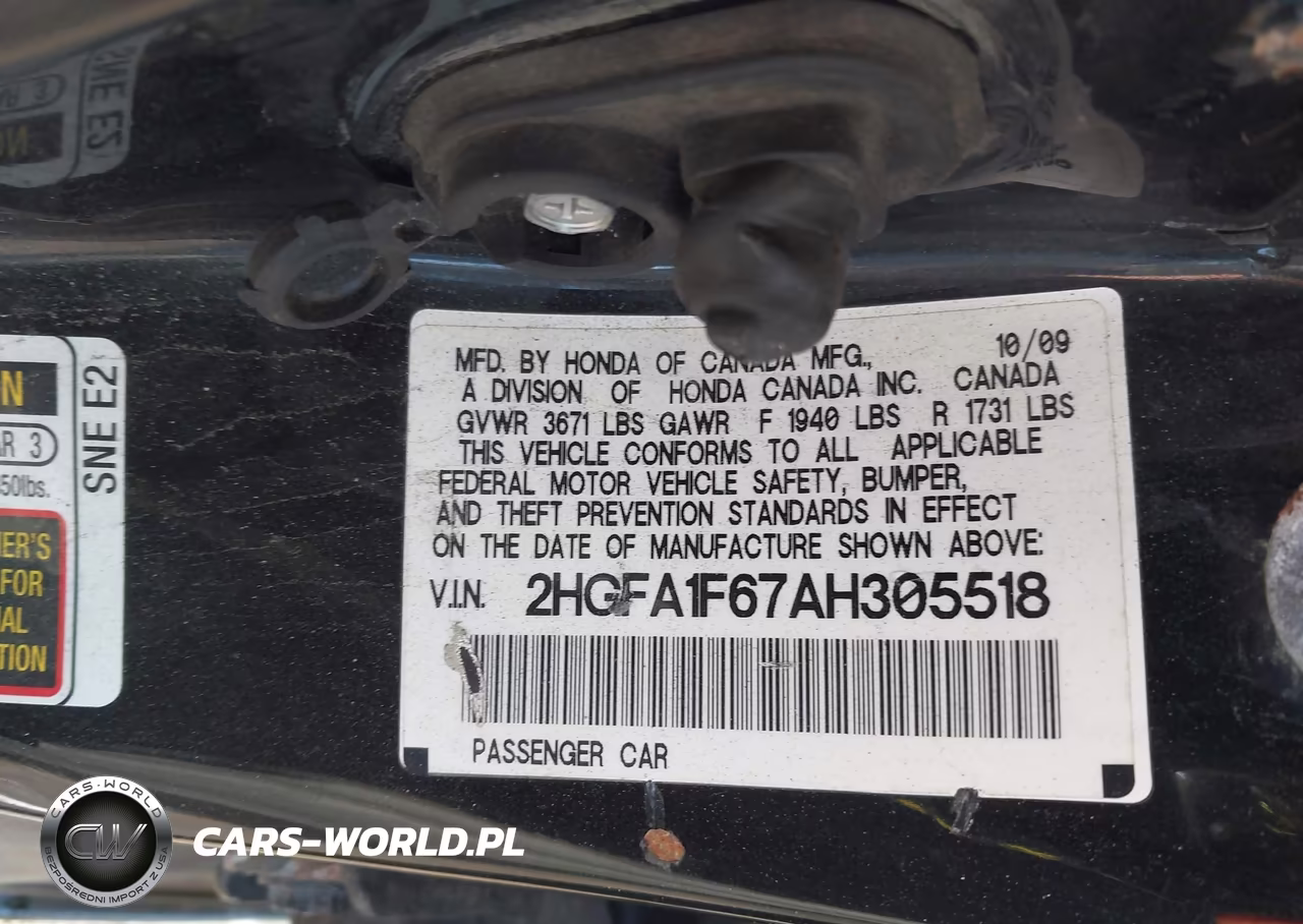 2010 Honda Civic Lx-S VIN:2HGFA1F67AH305518 - 9