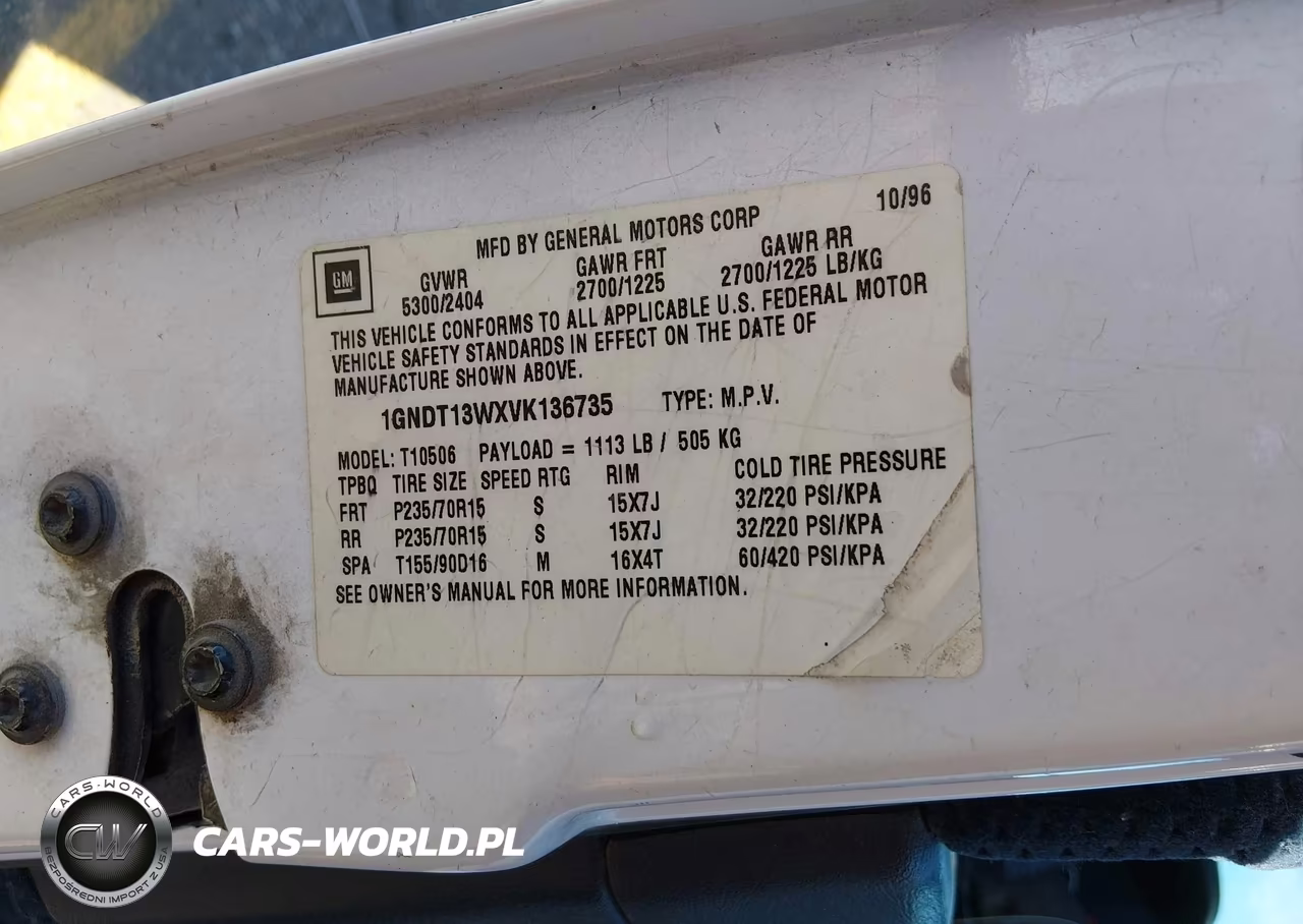 1997 Chevrolet Blazer Ls VIN:1GNDT13WXVK136735 - 9