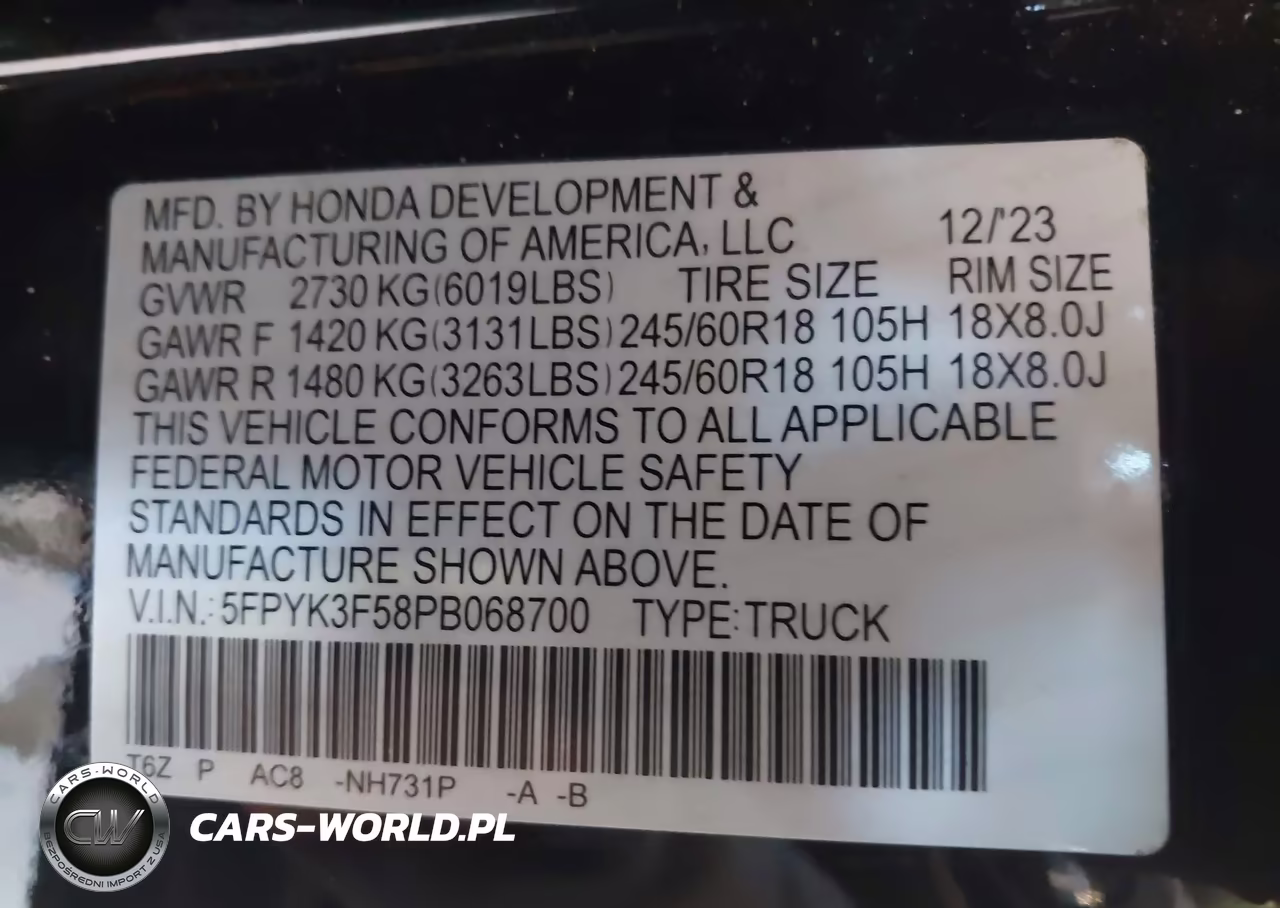 2023 Honda Ridgeline Rtl VIN:5FPYK3F58PB068700 - 9