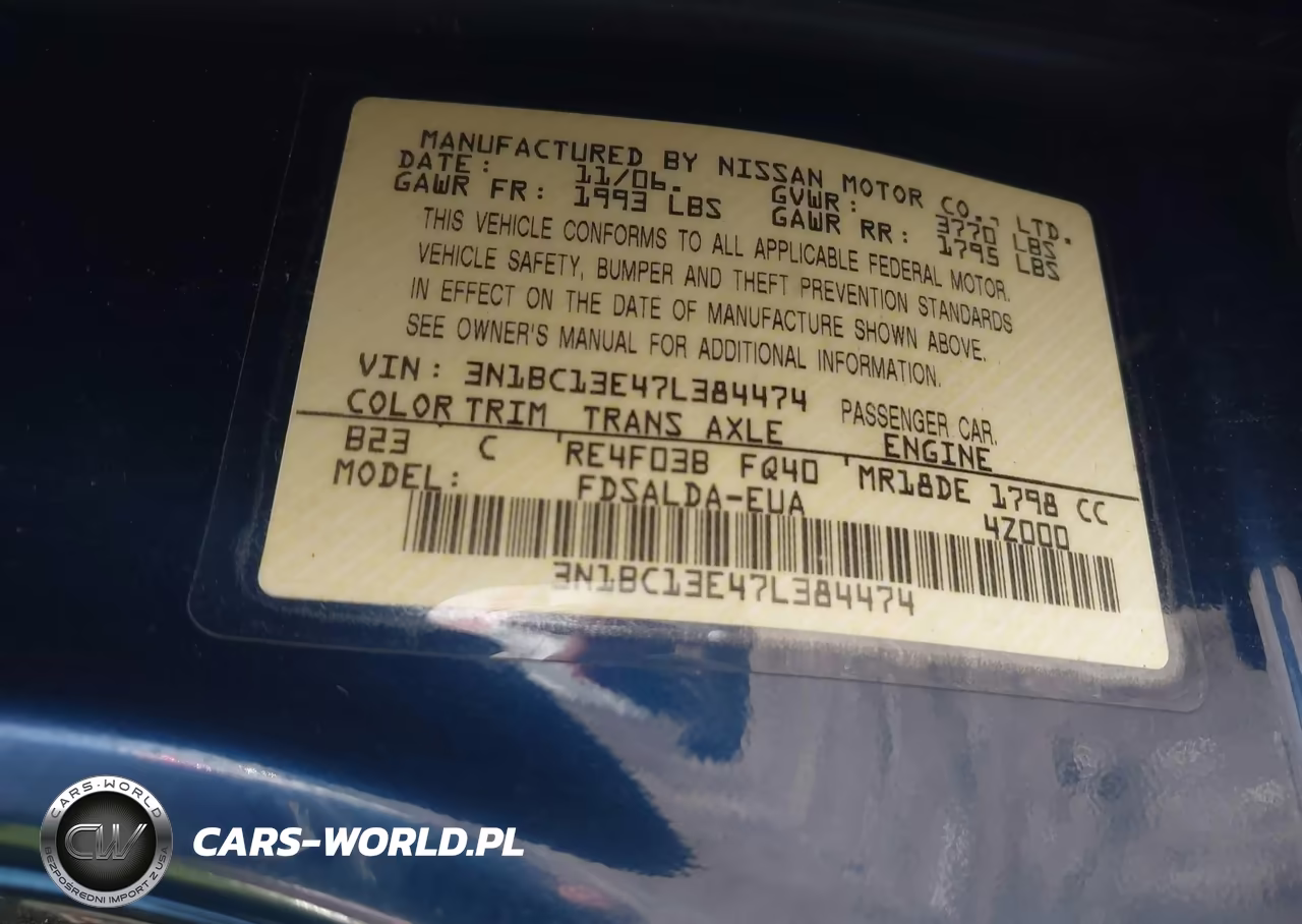 2007 Nissan Versa 1.8S VIN:3N1BC13E47L384474 - 9