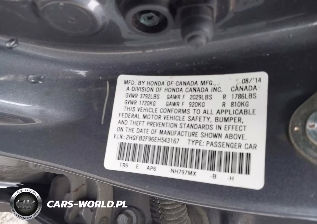 2014 Honda Civic Ex-L VIN:2HGFB2F96EH543167 - 9