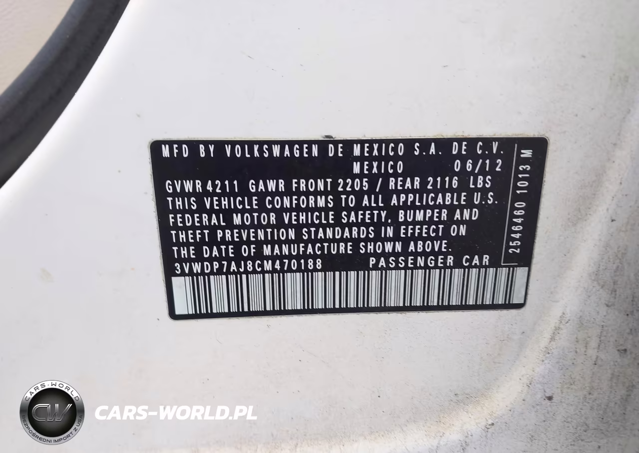 2012 Volkswagen Jetta 2.5L Se VIN:3VWDP7AJ8CM470188 - 9