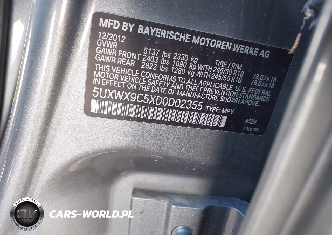2013 BMW X3 xDrive28I VIN:5UXWX9C5XD0D02355 - 9