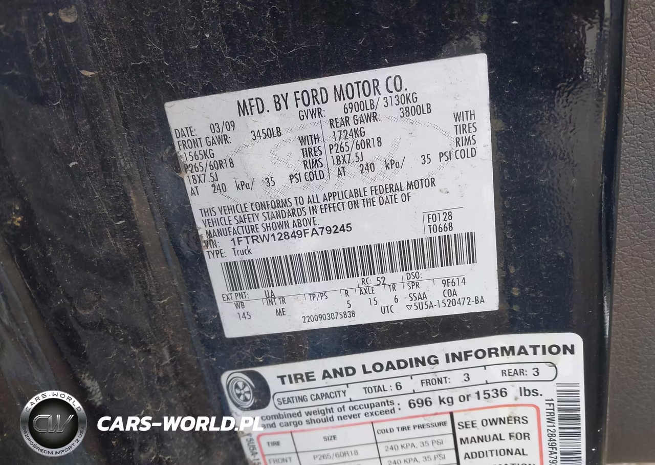 2009 Ford F-150 Xl-Xlt VIN:1FTRW12849FA79245 - 9