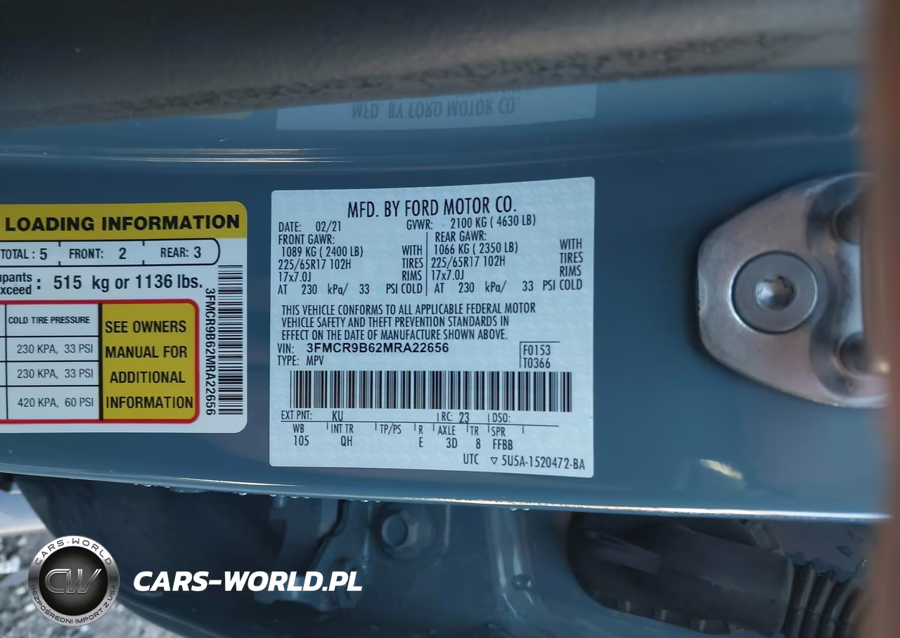 2021 Ford Bronco Sport Big Bend VIN:3FMCR9B62MRA22656 - 9