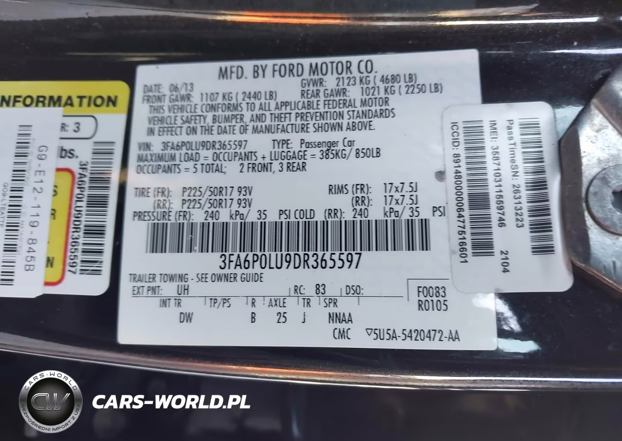 2013 Ford Fusion Hybrid Se VIN:3FA6P0LU9DR365597 - 9