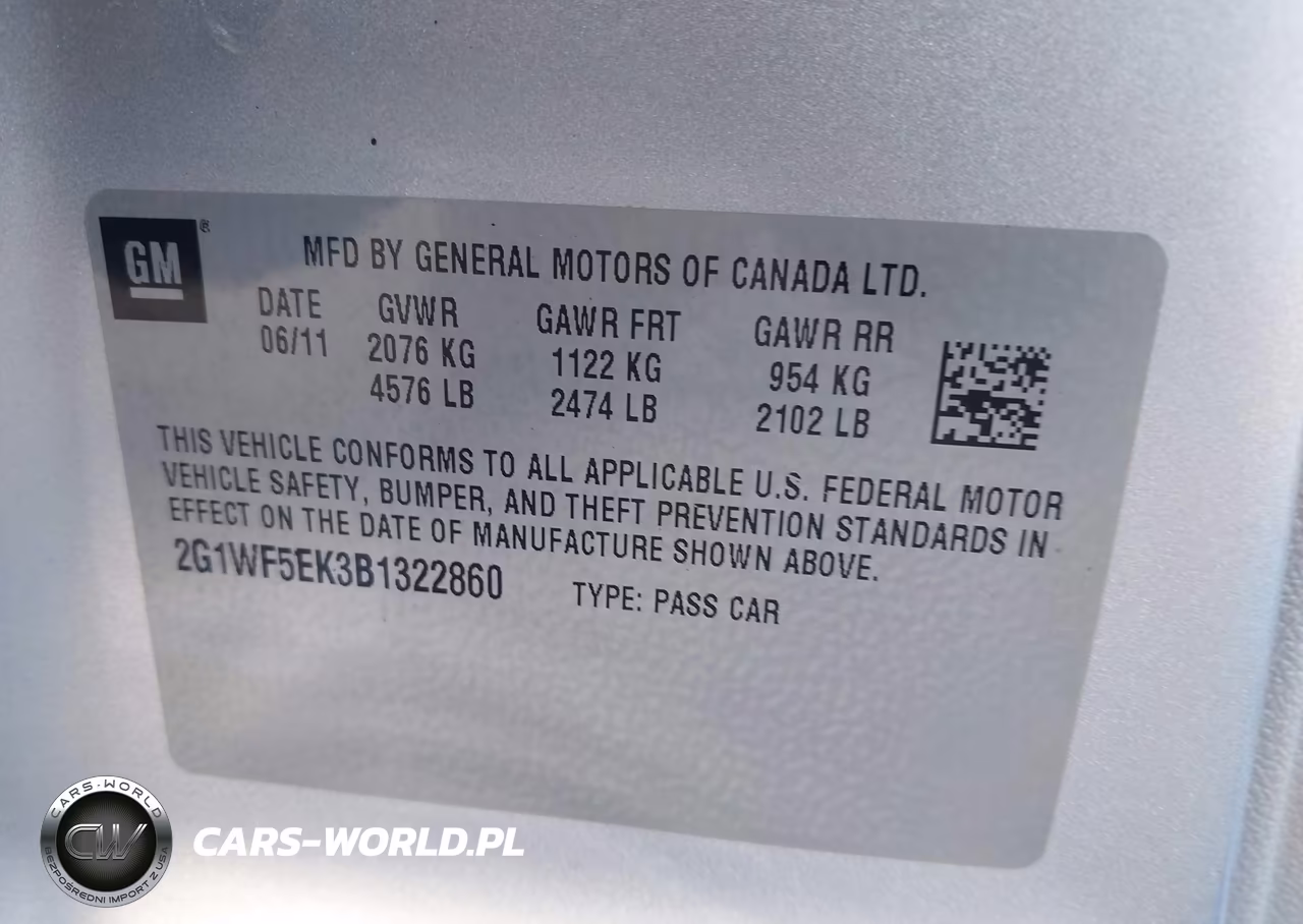 2011 Chevrolet Impala Ls VIN:2G1WF5EK3B1322860 - 9