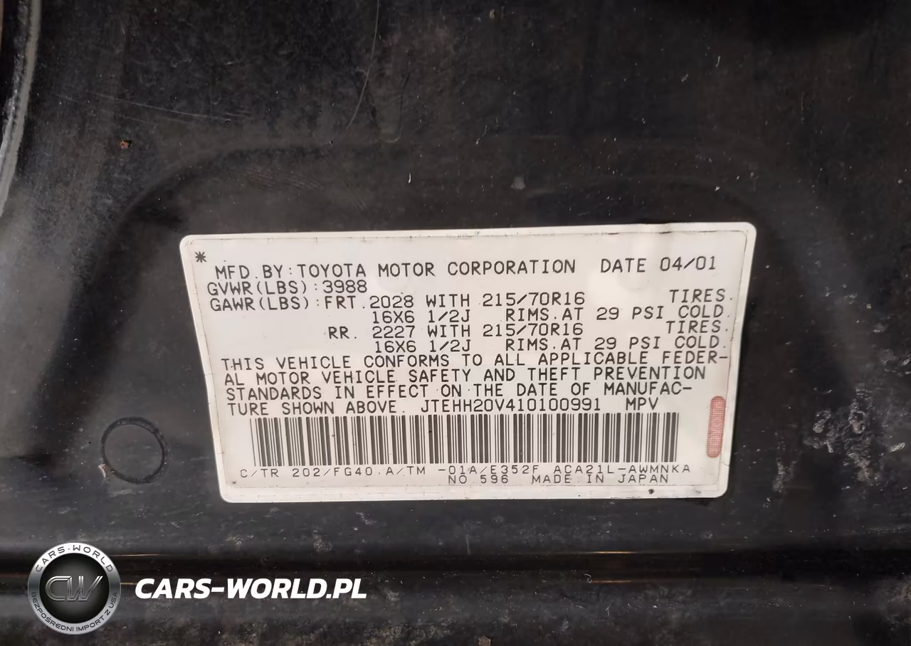 2001 Toyota Rav4 VIN:JTEHH20V410100991 - 9
