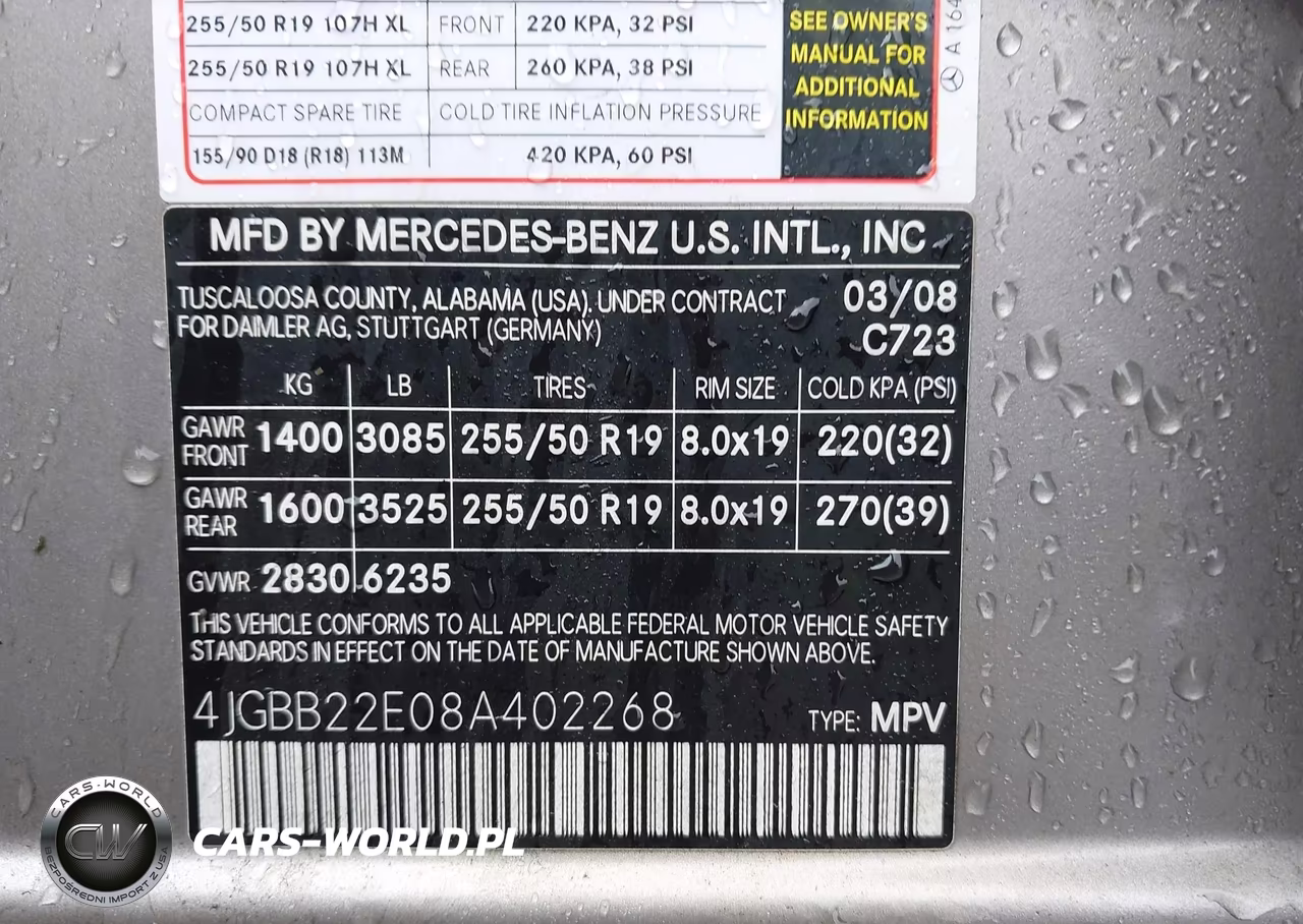 2008 Mercedes-Benz Ml 320 Cdi 4Matic VIN:4JGBB22E08A402268 - 9