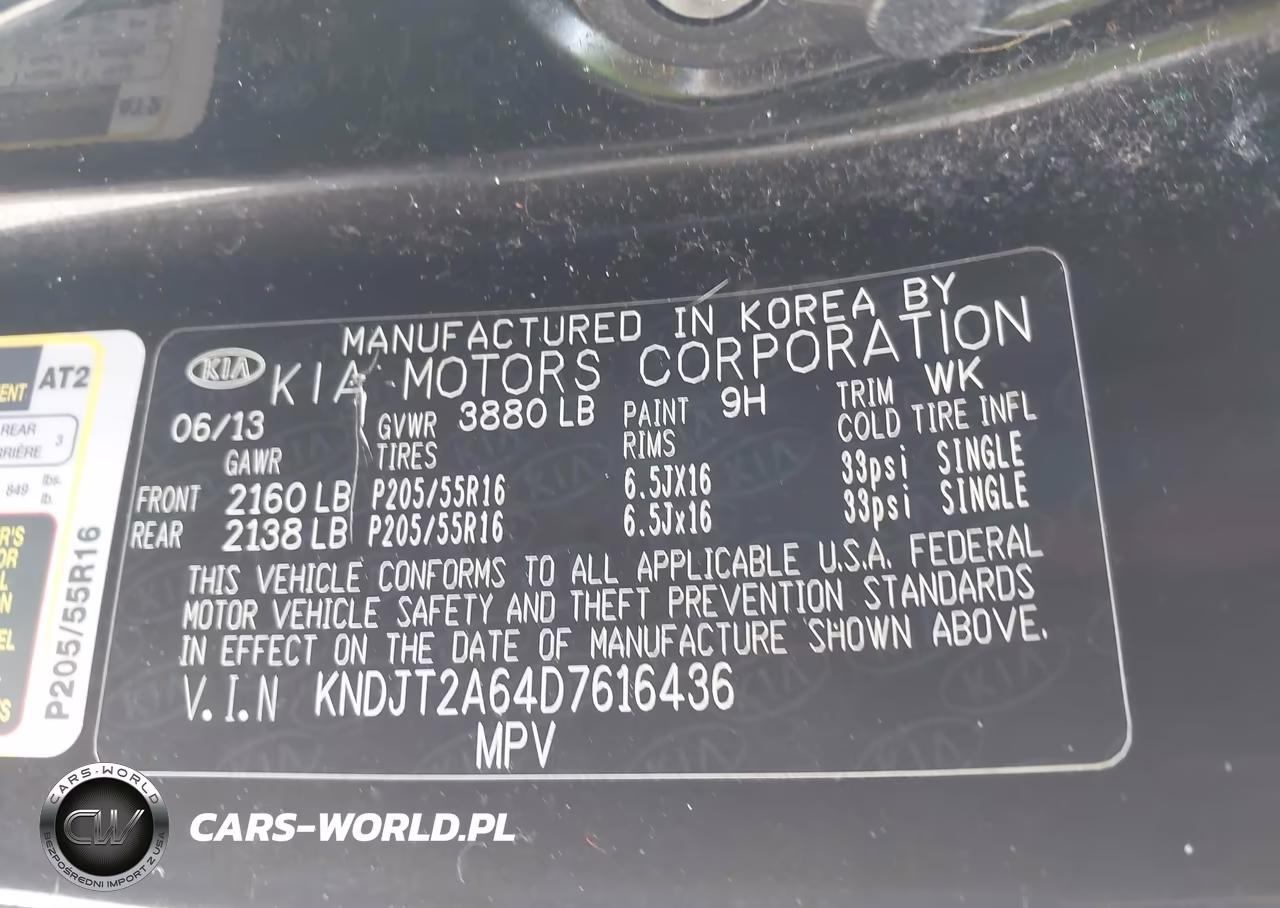 2013 Kia Soul + VIN:KNDJT2A64D7616436 - 9