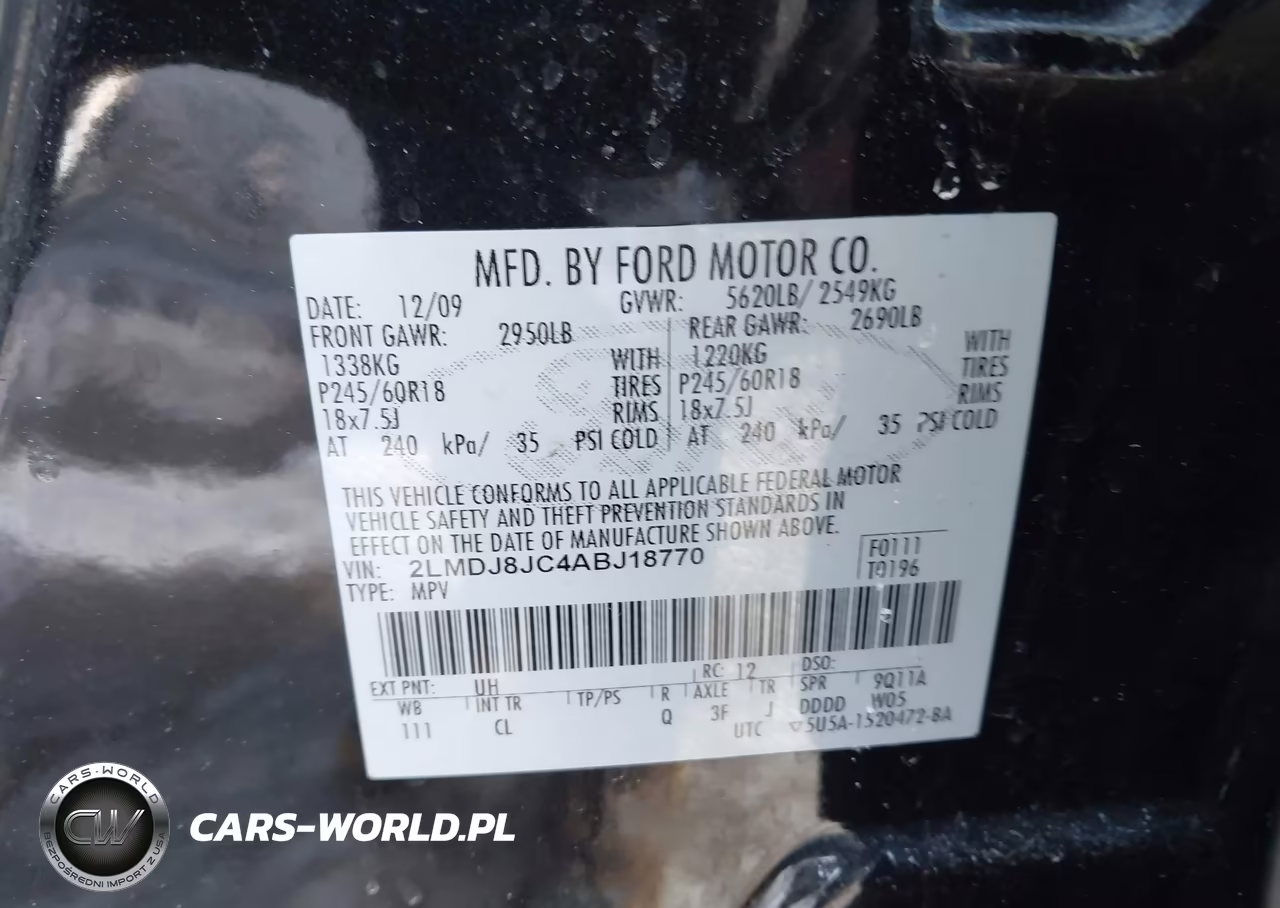 2010 Lincoln Mkx VIN:2LMDJ8JC4ABJ18770 - 9