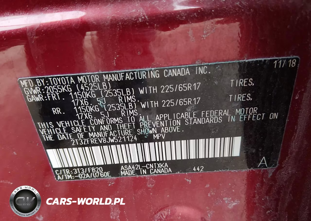 TOYOTA RAV4 LE VIN:2T3ZFREV8JW521124 - 9