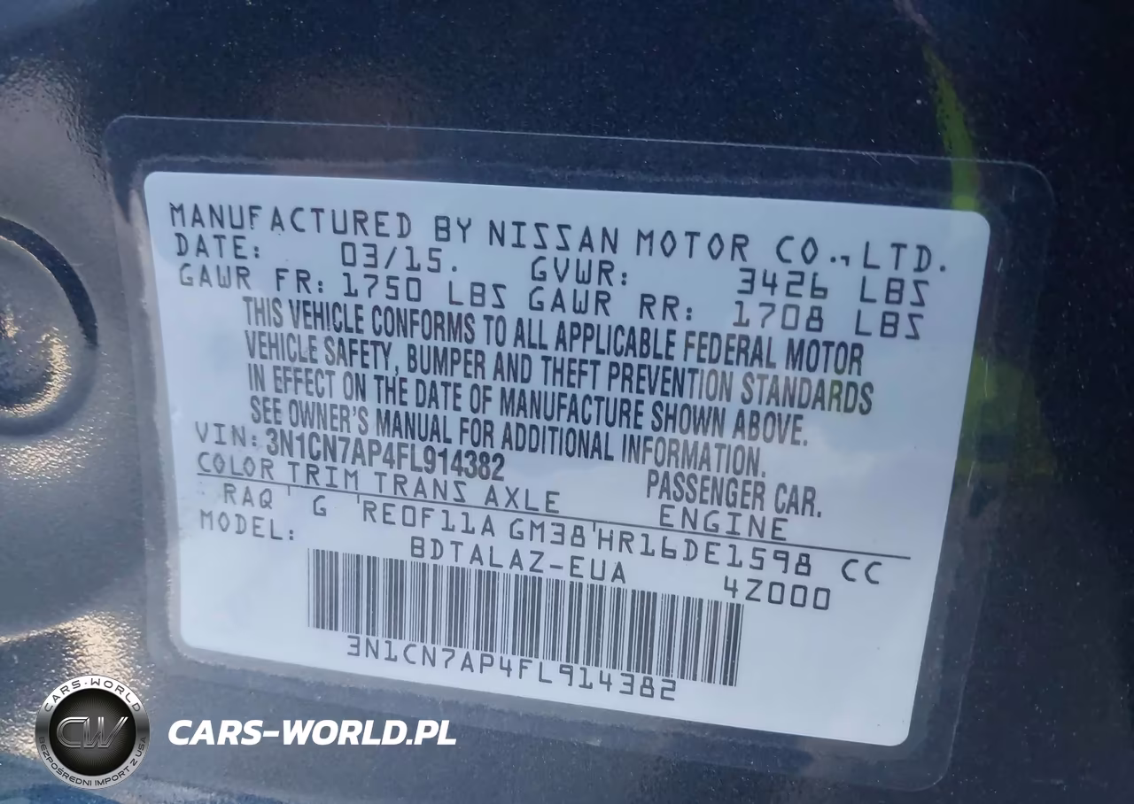 2015 Nissan Versa 1.6 S+ VIN:3N1CN7AP4FL914382 - 9