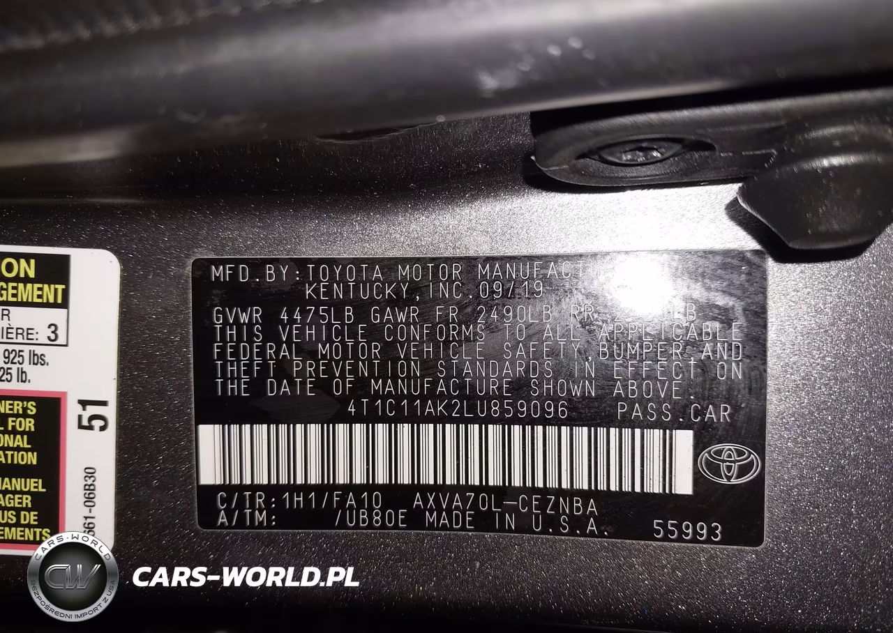 2020 Toyota Camry Le VIN:4T1C11AK2LU859096 - 9