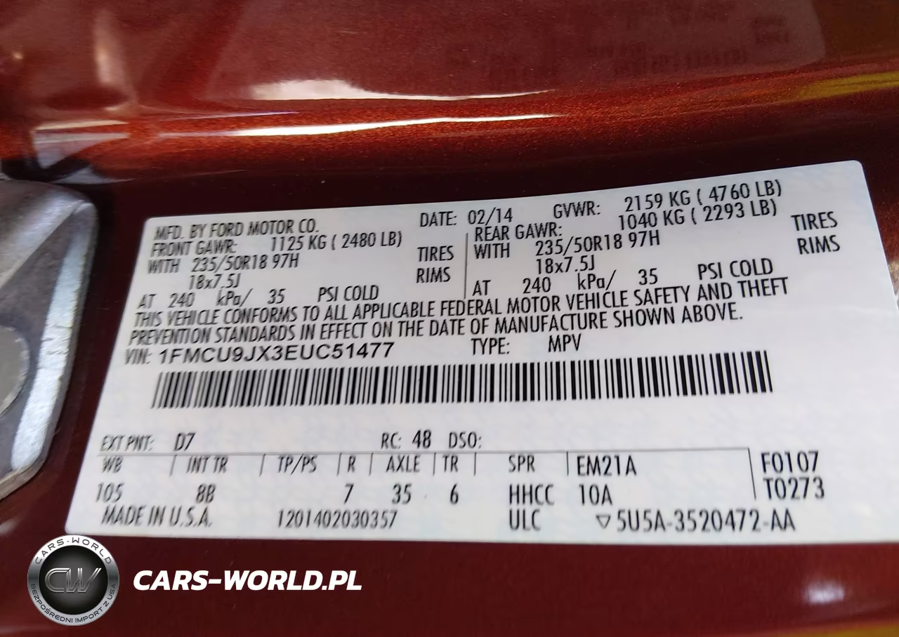 2014 Ford Escape Titanium VIN:1FMCU9JX3EUC51477 - 9
