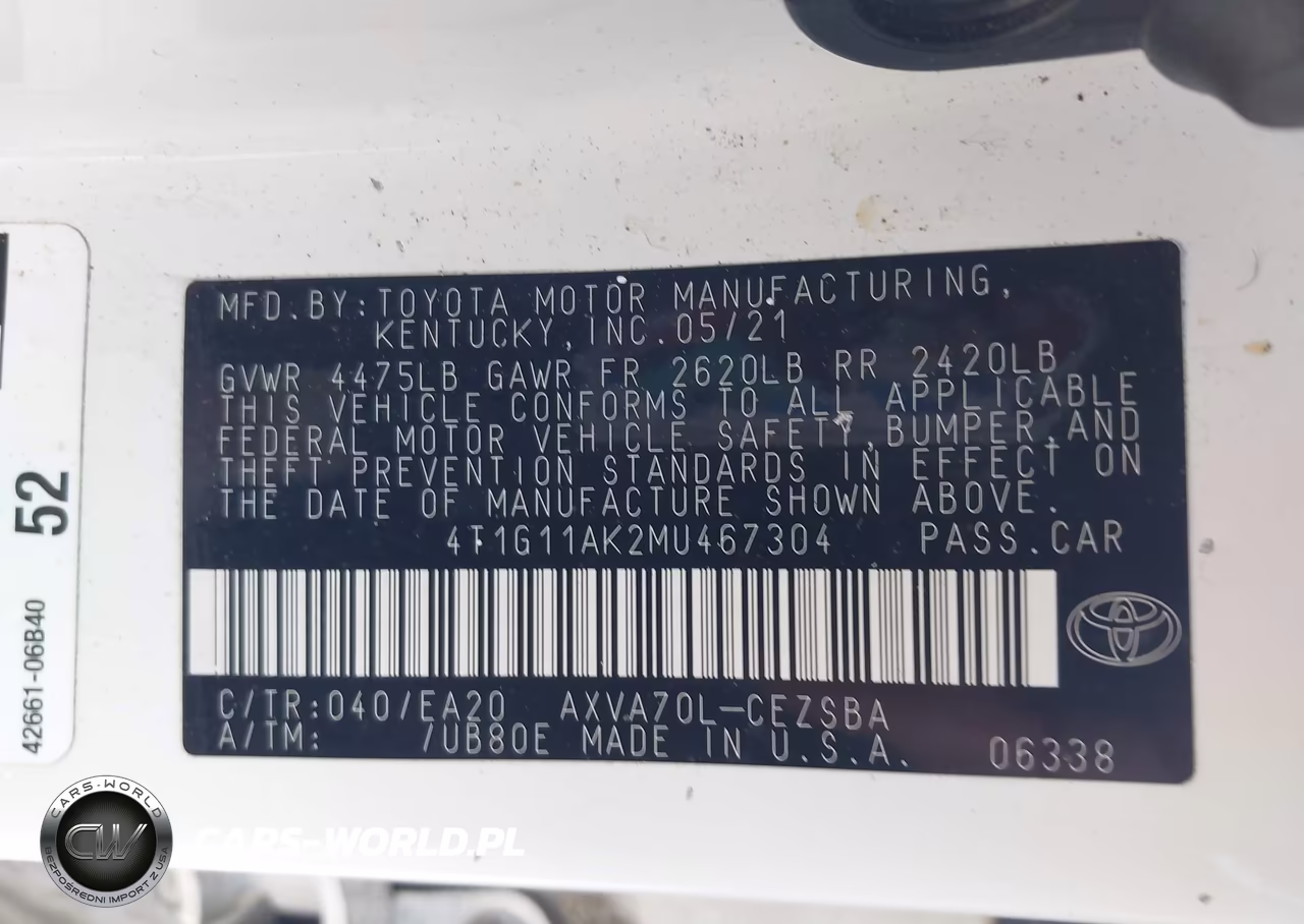 2021 Toyota Camry Se VIN:4T1G11AK2MU467304 - 9