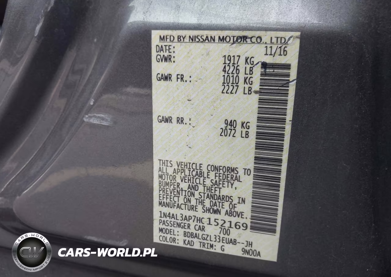 2017 Nissan Altima 2.5 S VIN:1N4AL3AP7HC152169 - 9