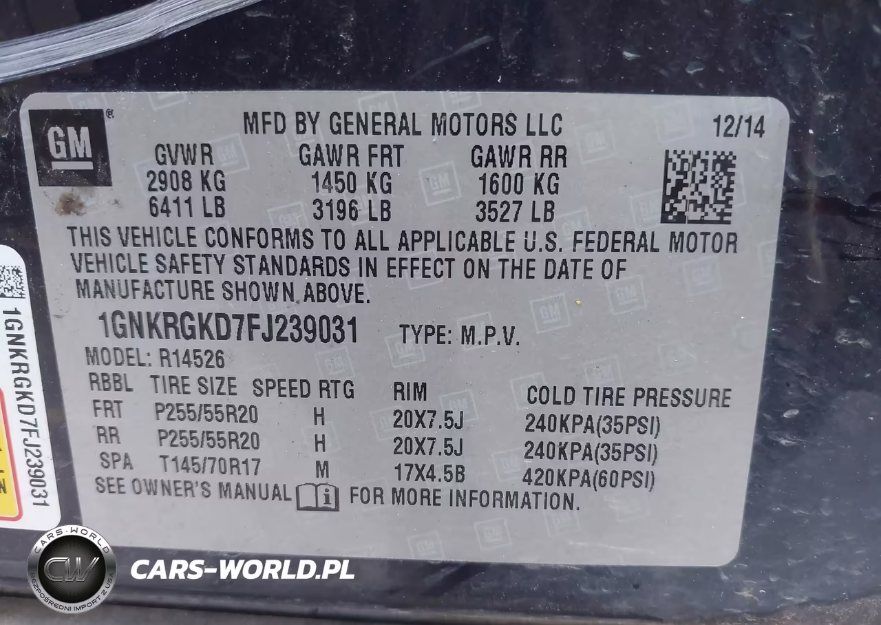 2015 Chevrolet Traverse 1Lt VIN:1GNKRGKD7FJ239031 - 9