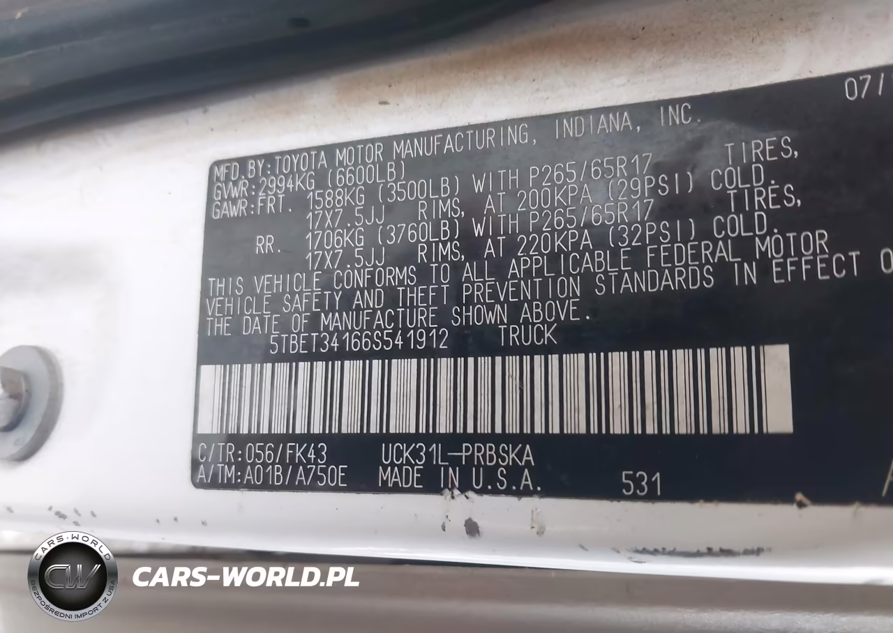 2006 Toyota Tundra Sr5 V8 VIN:5TBET34166S541912 - 9