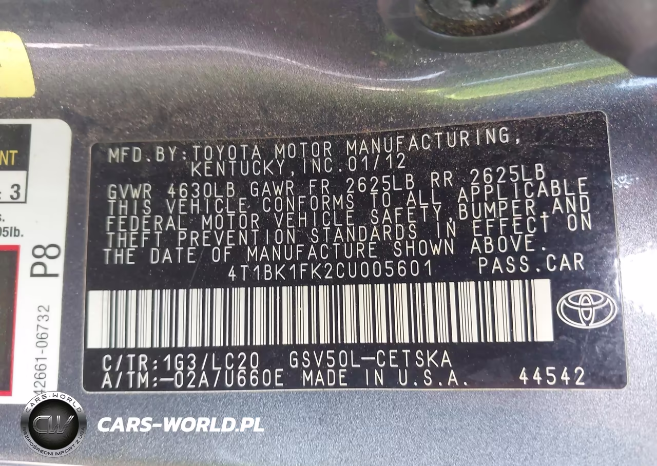 2012 Toyota Camry Se V6 VIN:4T1BK1FK2CU005601 - 9