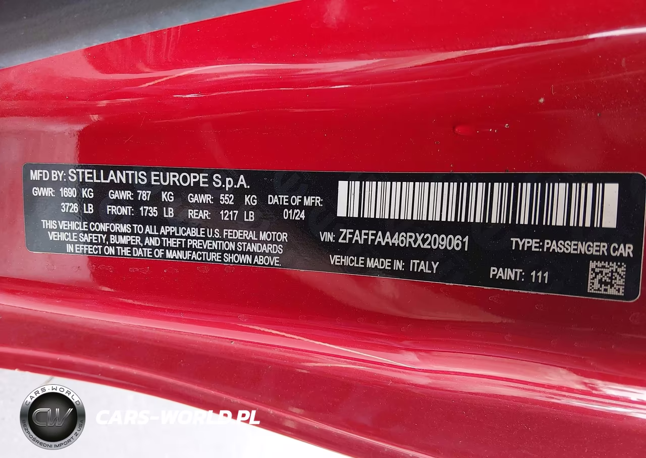 2024 Fiat 500E Inspi(Red) Fwd VIN:ZFAFFAA46RX209061 - 9
