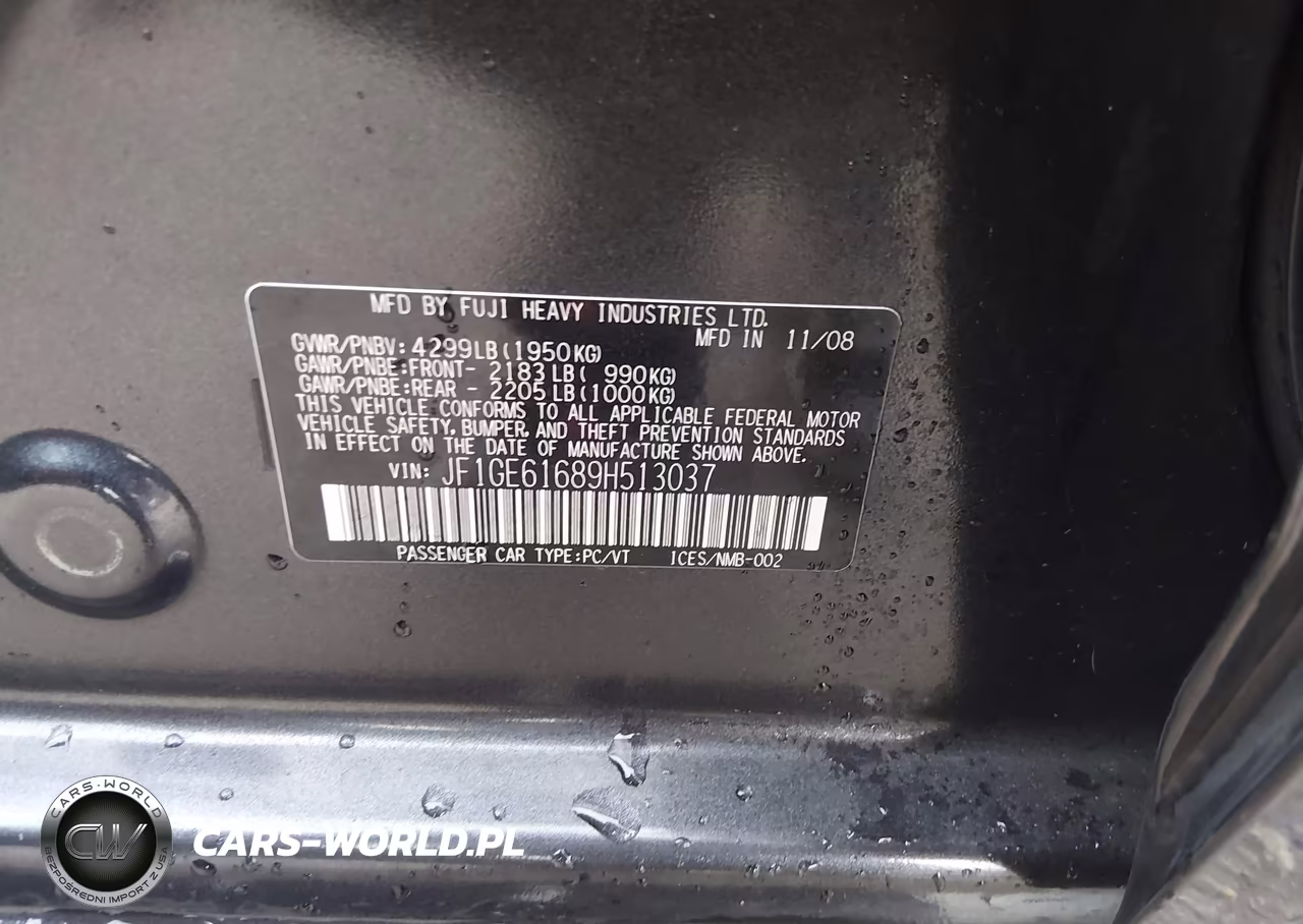 2009 Subaru Impreza 2.5I VIN:JF1GE61689H513037 - 9