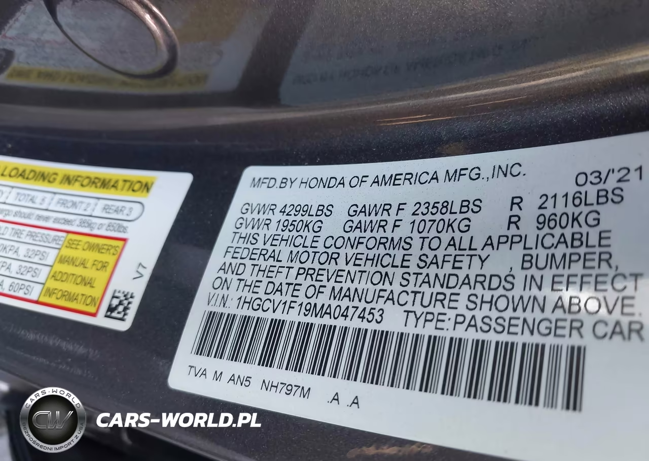 2021 Honda Accord Lx VIN:1HGCV1F19MA047453 - 9
