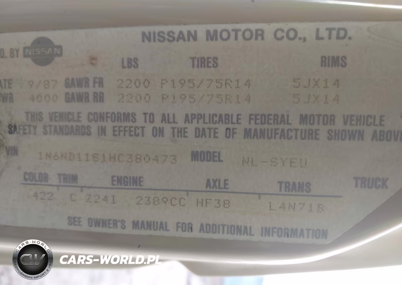 1987 Nissan D21 Short Bed VIN:1N6ND11S1HC380473 - 9