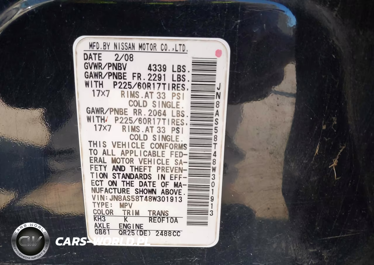 2008 Nissan Rogue Sl VIN:JN8AS58T48W301913 - 9