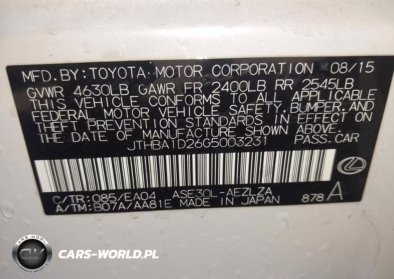 2016 Lexus Is 200T VIN:JTHBA1D26G5003231 - 9