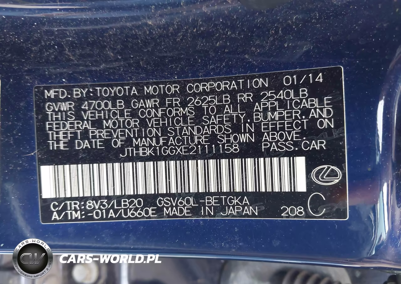 2014 Lexus Es 350 VIN:JTHBK1GGXE2111158 - 9
