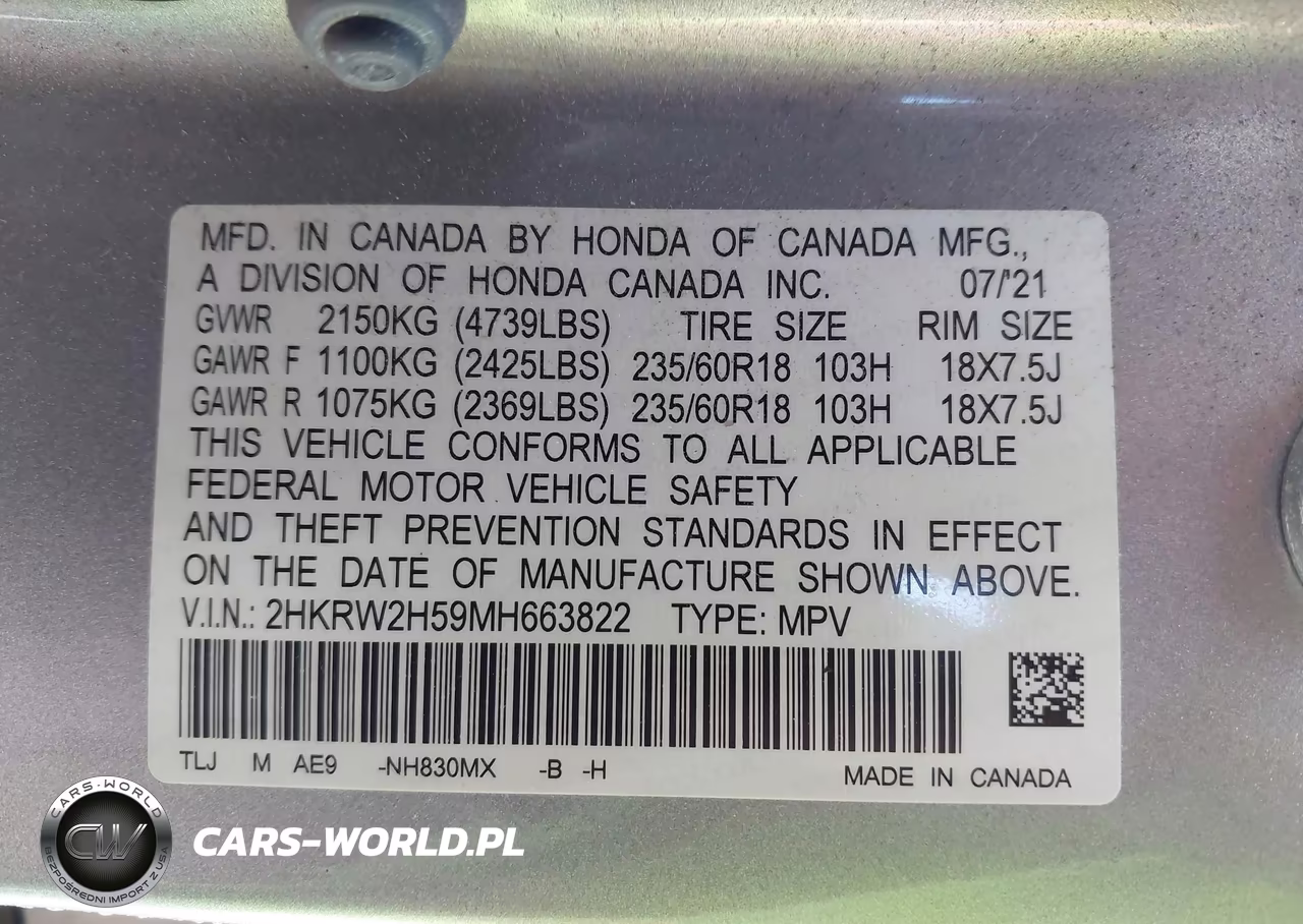 2021 Honda Cr-V Awd Ex VIN:2HKRW2H59MH663822 - 9