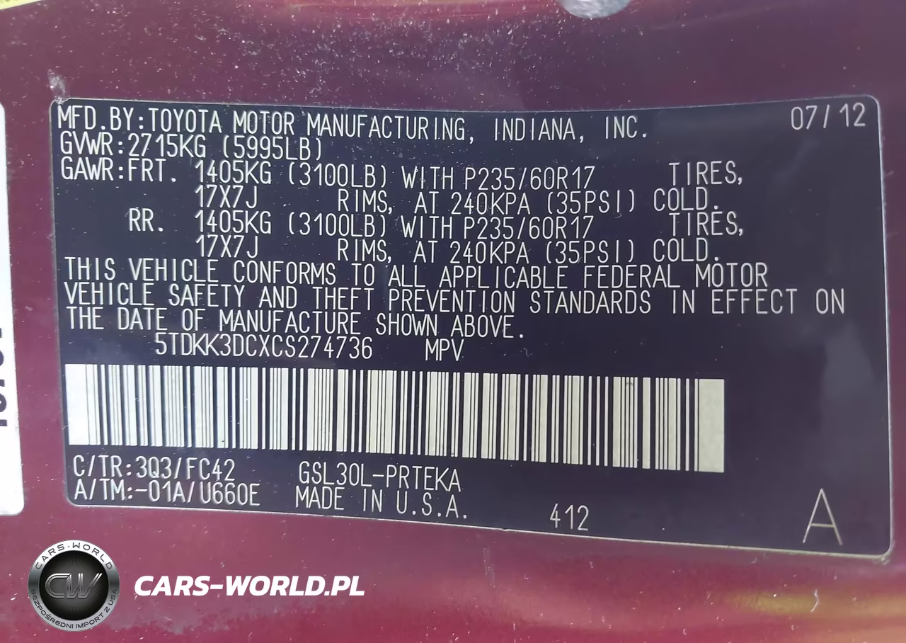 2012 Toyota Sienna Le V6 8 Passenger VIN:5TDKK3DCXCS274736 - 9