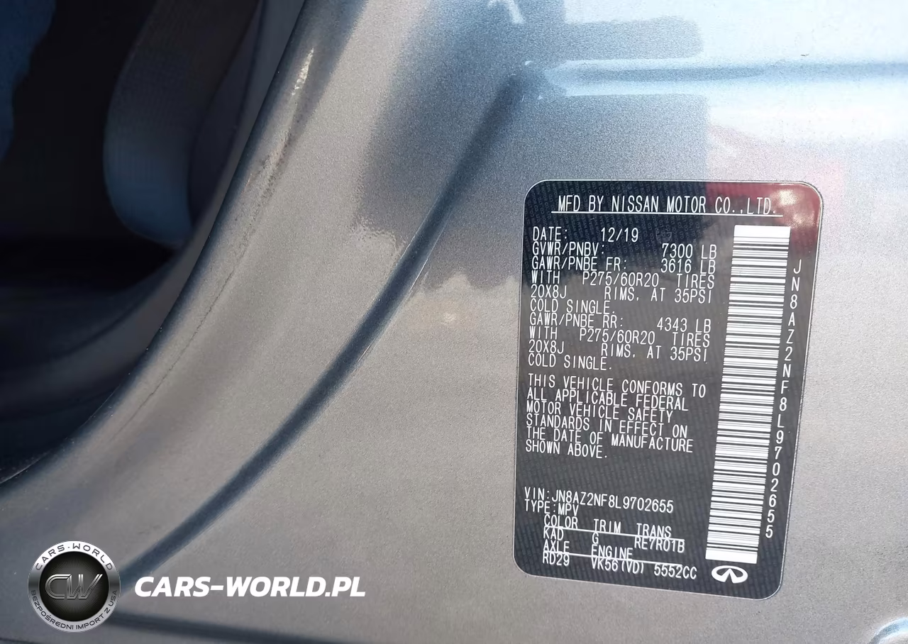 2020 Infiniti Qx80 Luxe VIN:JN8AZ2NF8L9702655 - 9