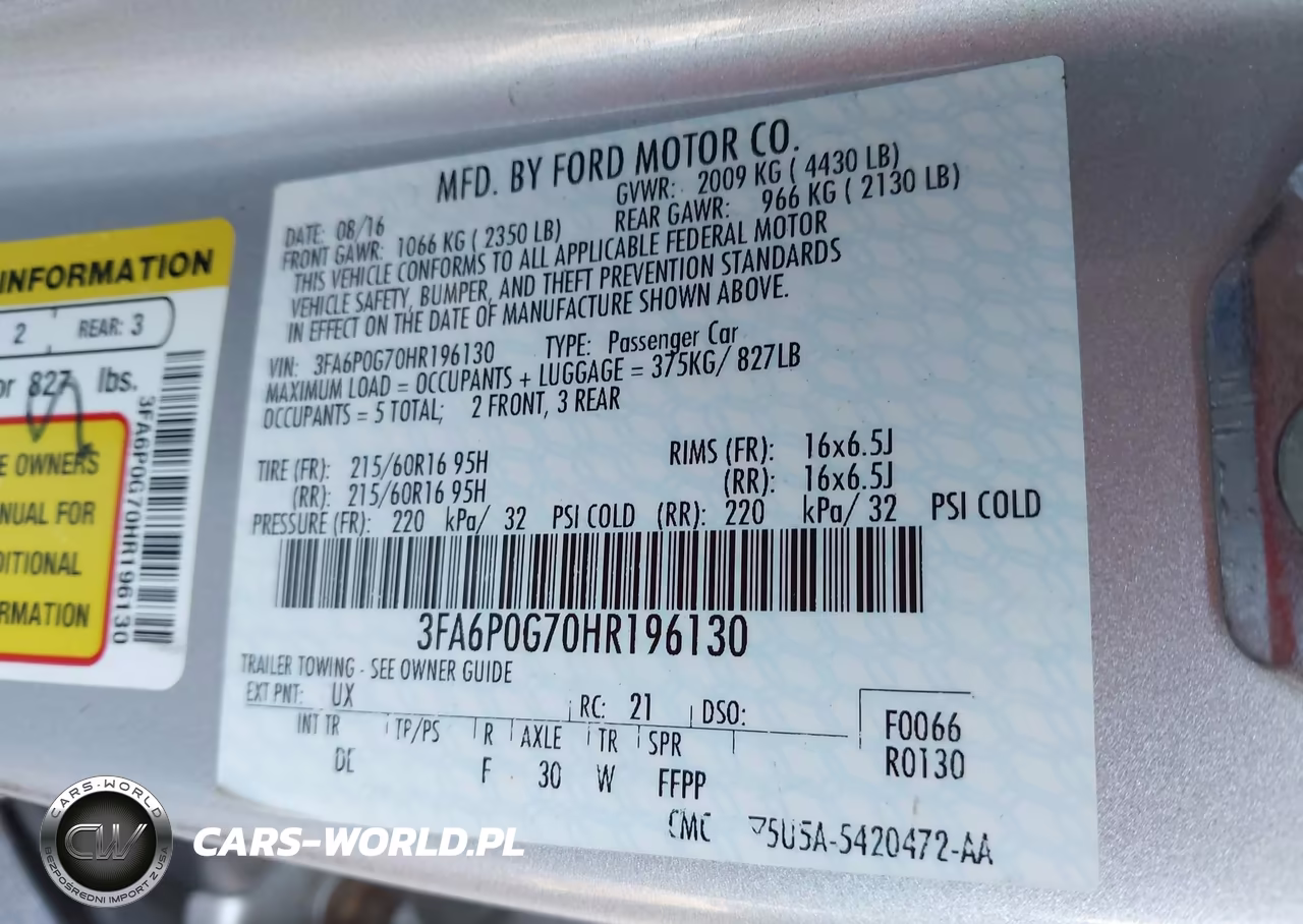 2017 Ford Fusion S VIN:3FA6P0G70HR196130 - 9