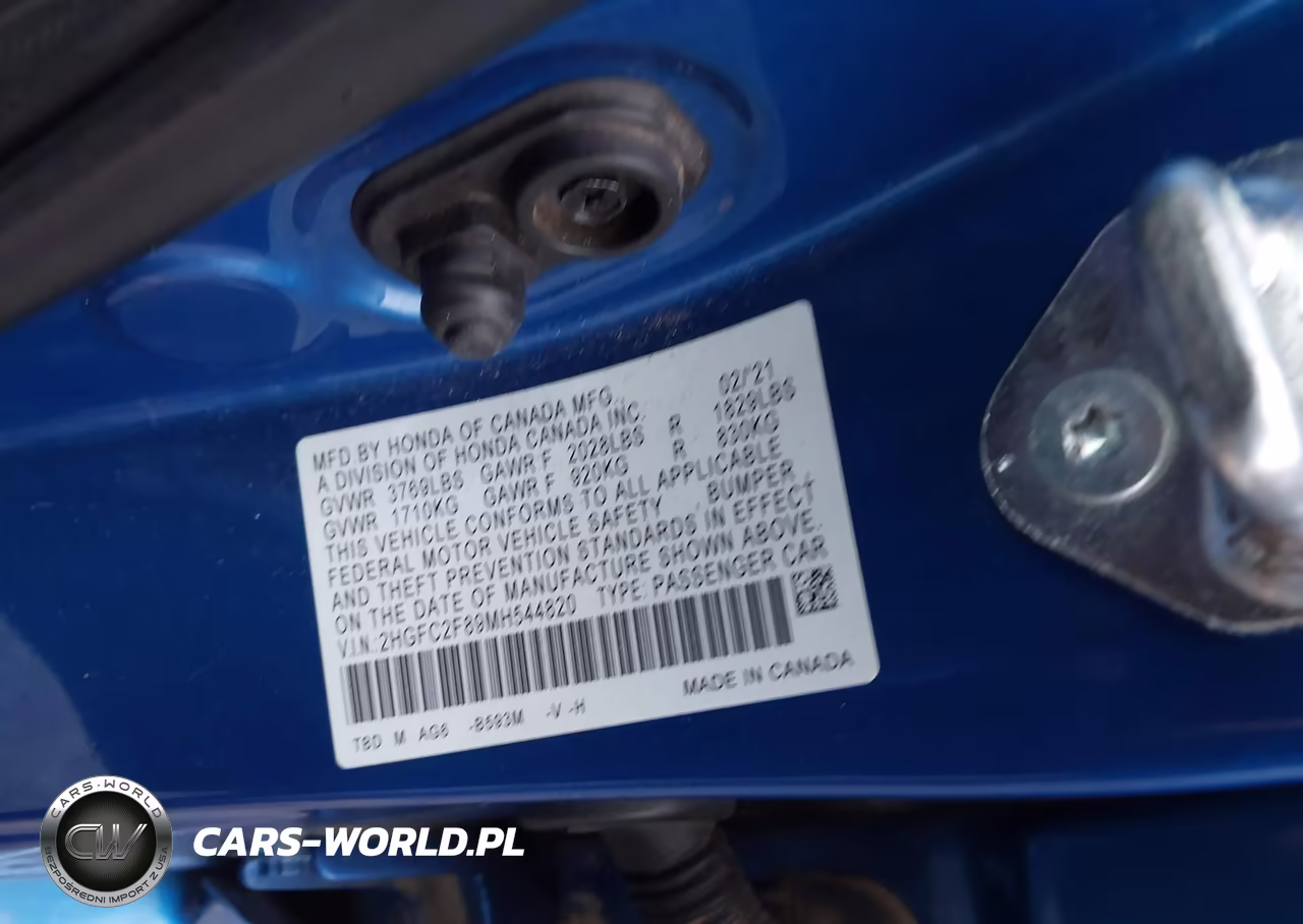2021 Honda Civic Sport VIN:2HGFC2F89MH544820 - 9